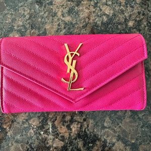 YSL large pink wallet
